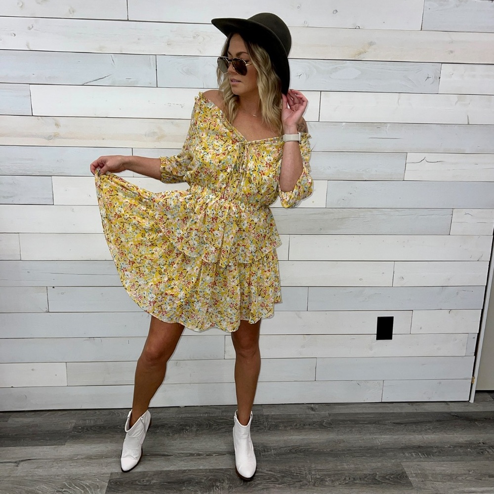 Floral Western Off-Shoulder Dress